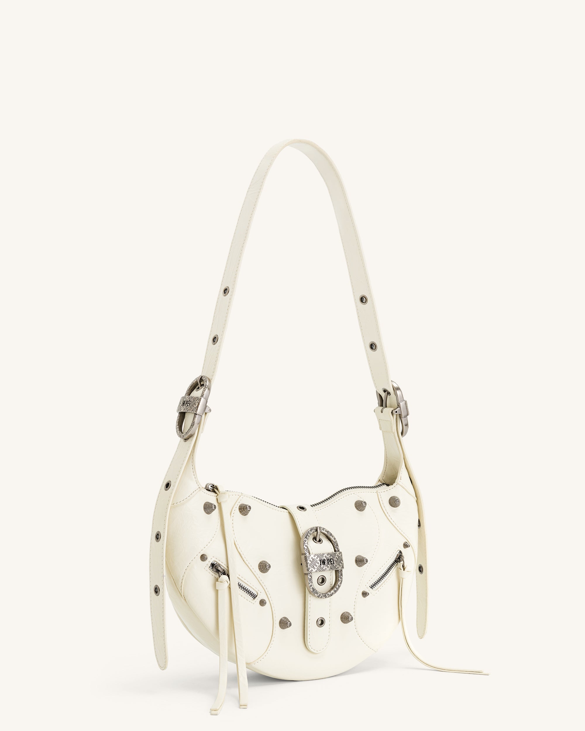 Tessa Crushed Shoulder Bag - White