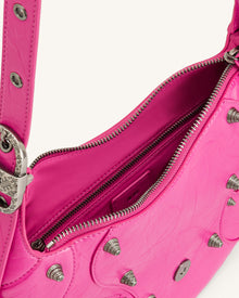 Tessa Crushed Shoulder Bag - Bright Pink