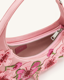 Harlee Embroidered Shoulder Bag - Pink