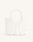 Faye Leaf Beach Bag - White