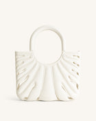 Faye Leaf Beach Bag - White