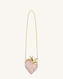 Maren Artificial Crystal Heart Shaped Bag - Pink