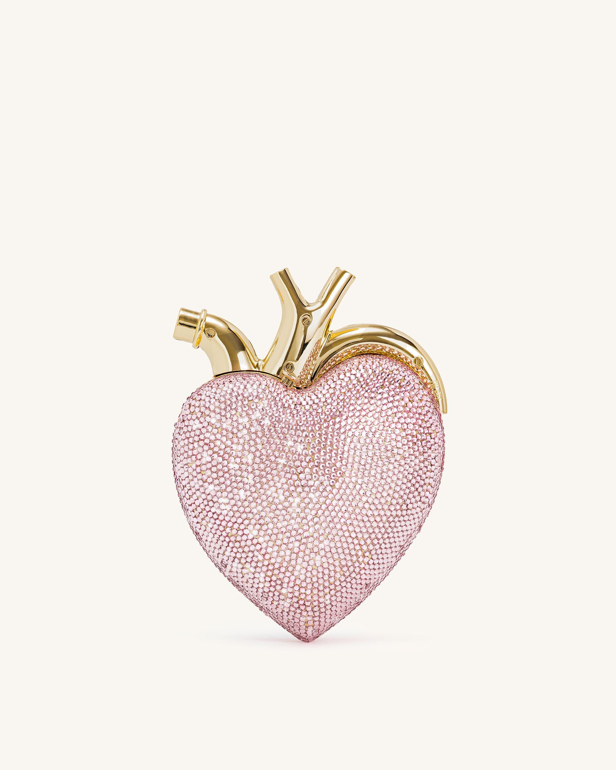 Maren Artificial Crystal Heart Shaped Bag - Pink