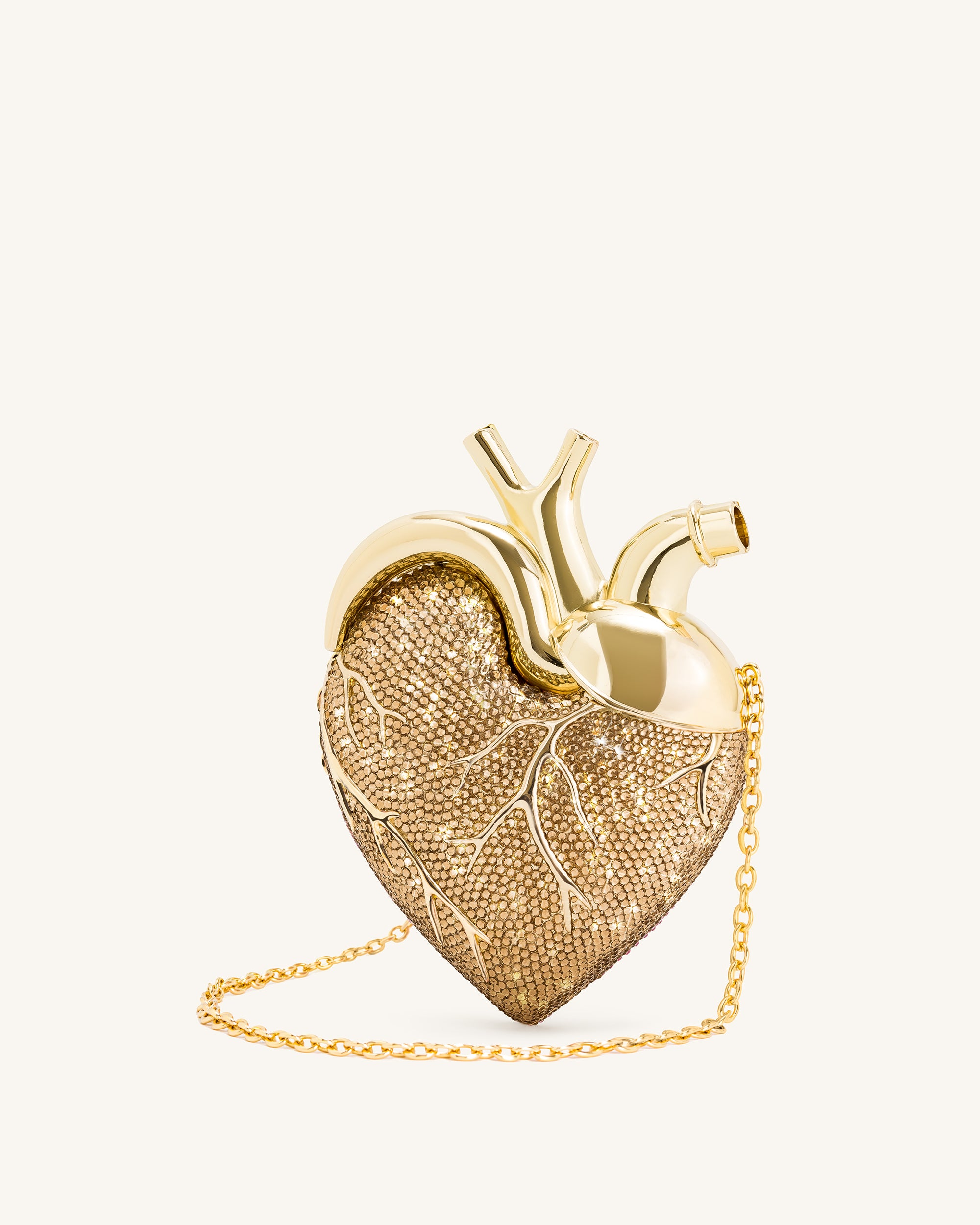 Maren Artificial Crystal Heart Shaped Bag Gold JW PEI