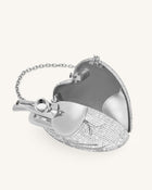 Maren Artificial Crystal Heart Shaped Bag - Silver