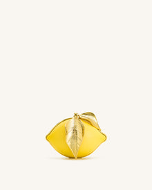 Tori Vegan Leather Metal Structure Clutch - Lemon Yellow