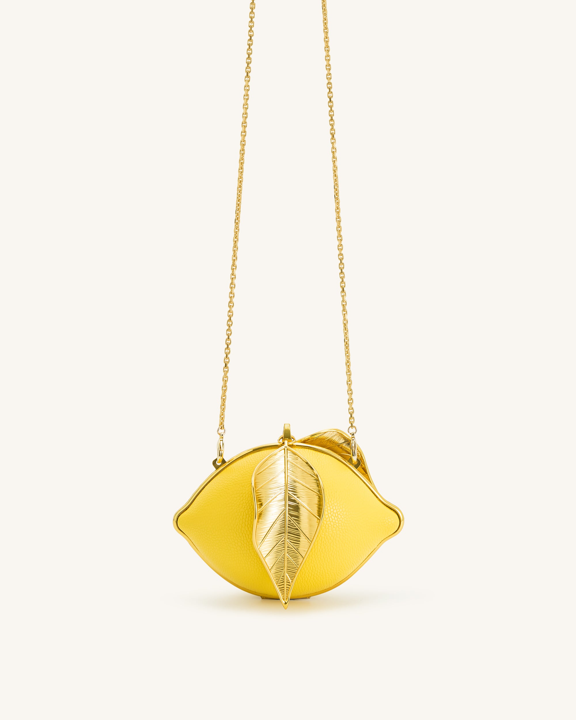 Tori Vegan Leather Metal Structure Clutch - Lemon Yellow