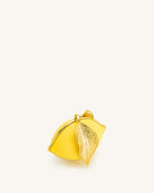 Tori Vegan Leather Metal Structure Clutch - Lemon Yellow