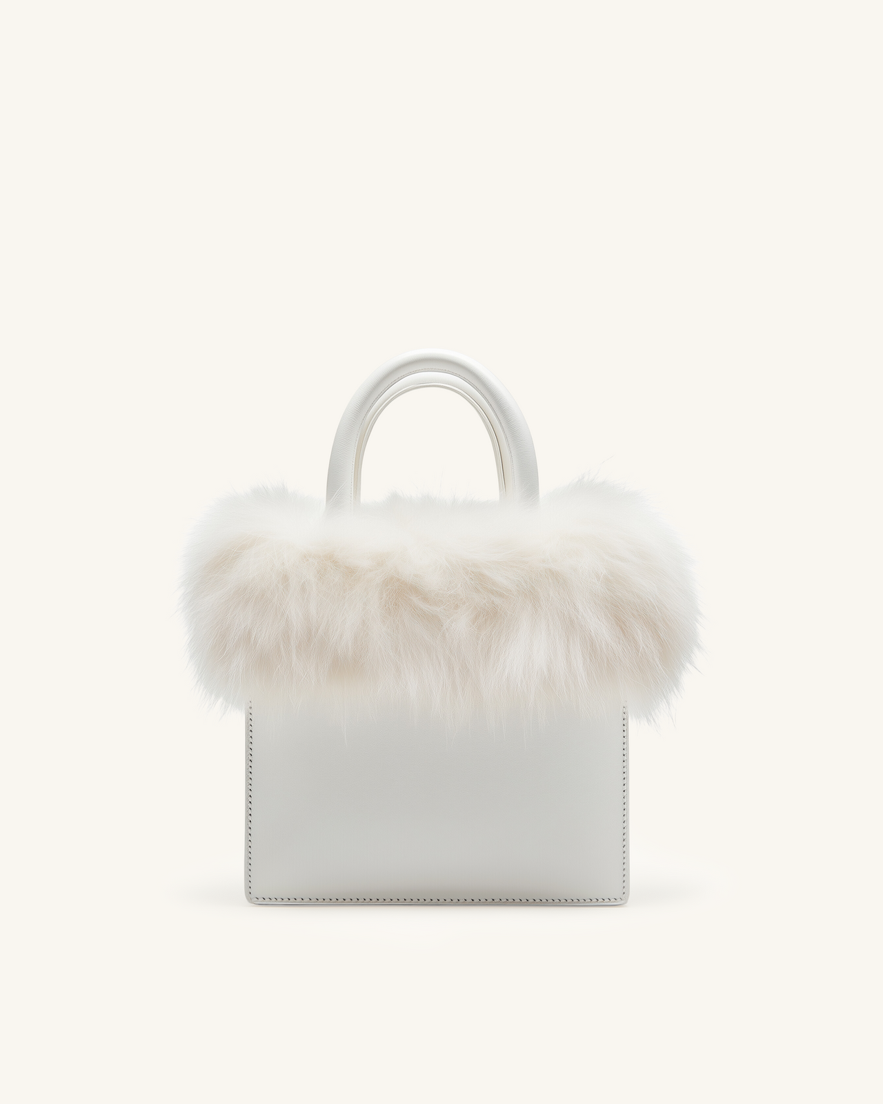 Stella Fur Trim Mini Tote - White