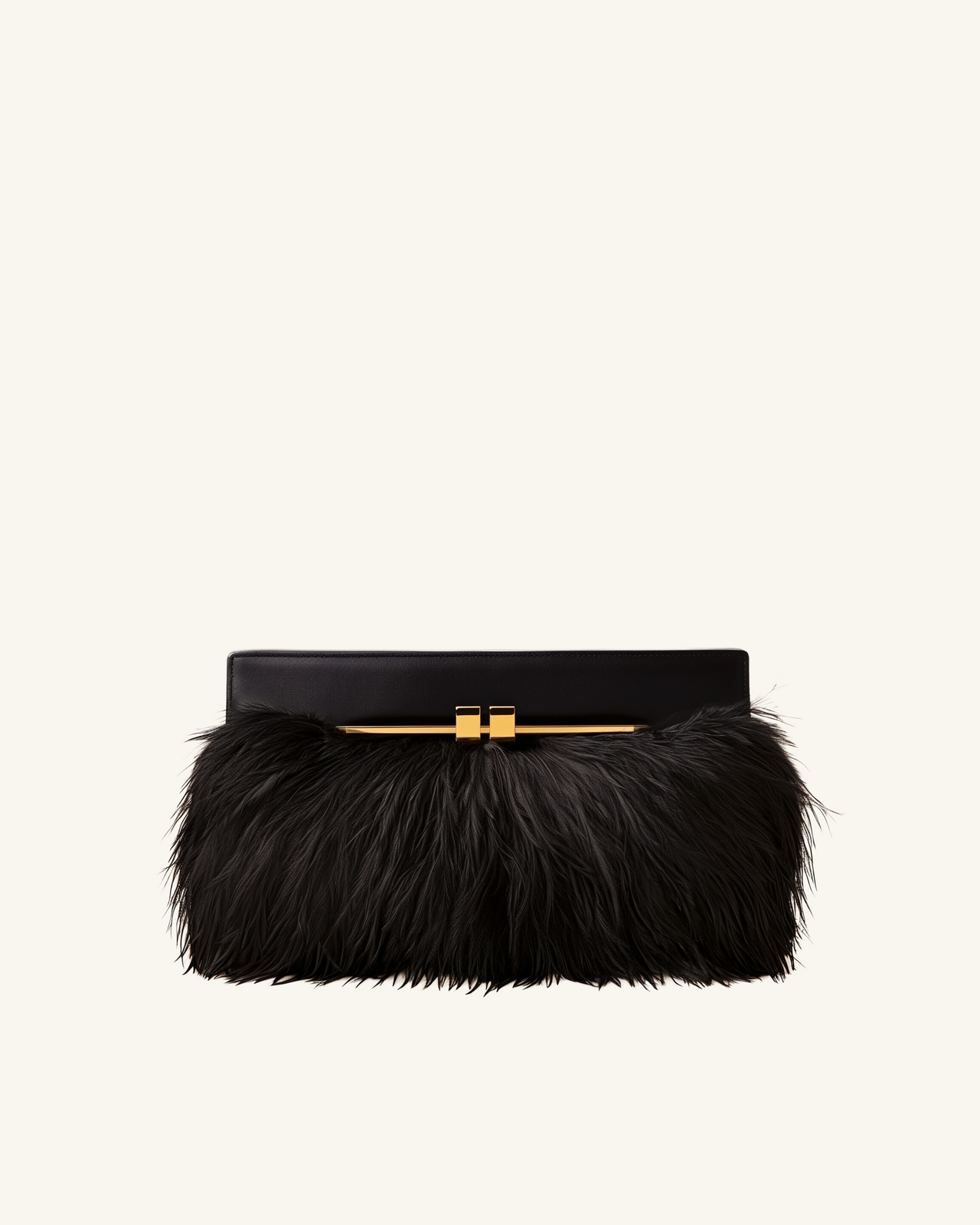 Eliana Feather Clutch - Black