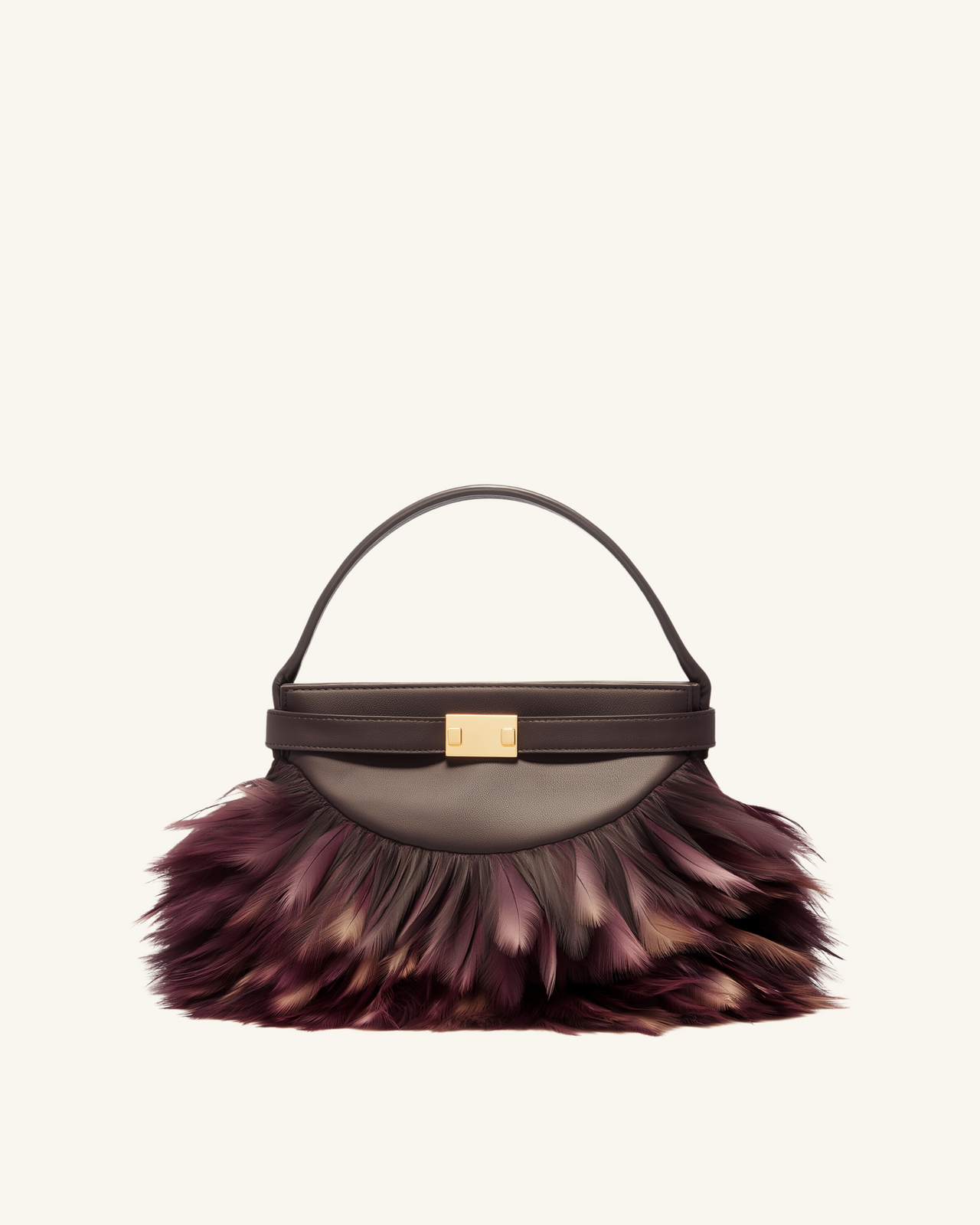 Lily Feather Top Handle Bag - Burgundy