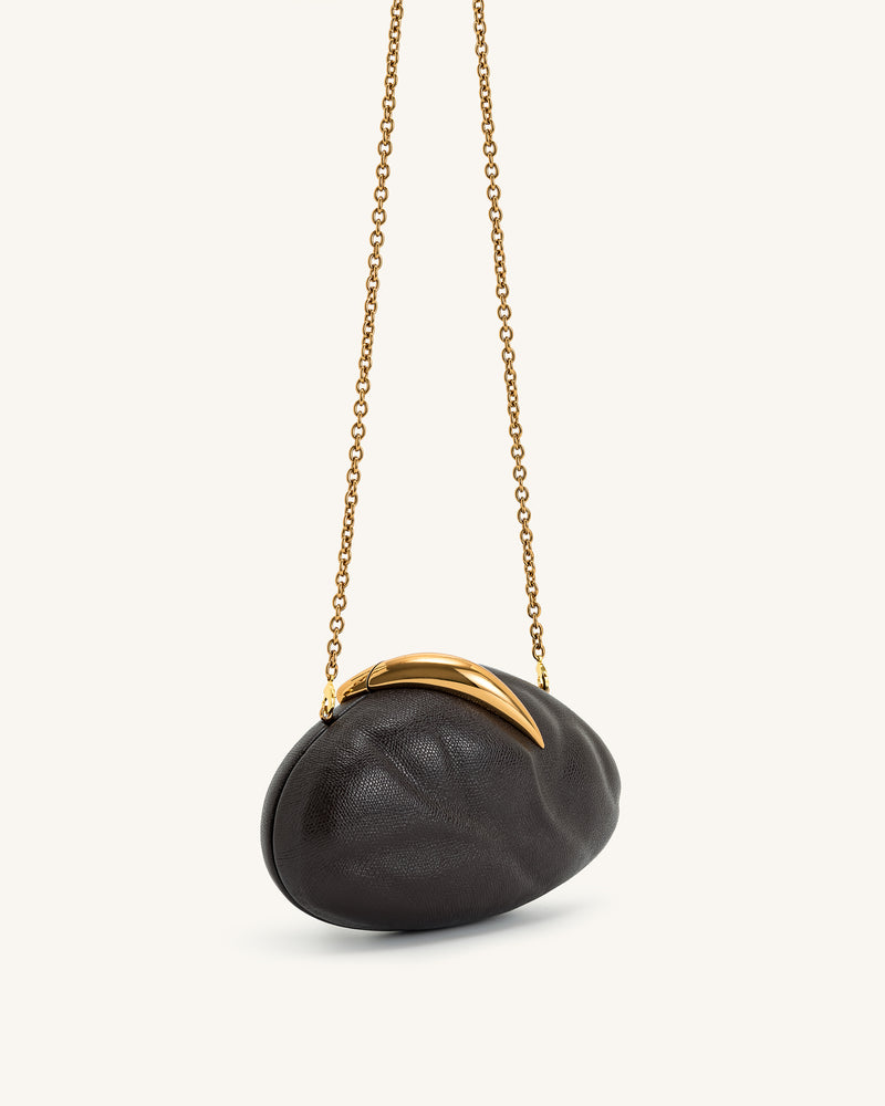 Kaya Irregular Oval Clutch - Dark Brown