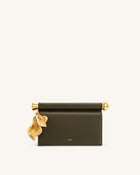 Holly Metal Pendant Embellished Clutch - Dark Olive