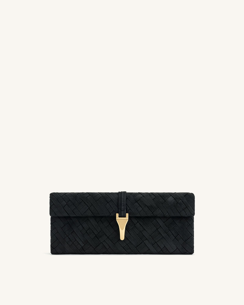 Zaria Woven Clutch - Black