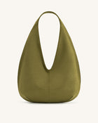 Dara Faux Suede Hobo Bag - Dark Olive