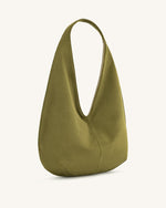 Dara Faux Suede Hobo Bag - Dark Olive