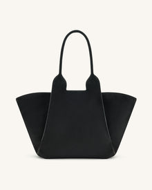 Cara Faux Suede Tote Bag - Black