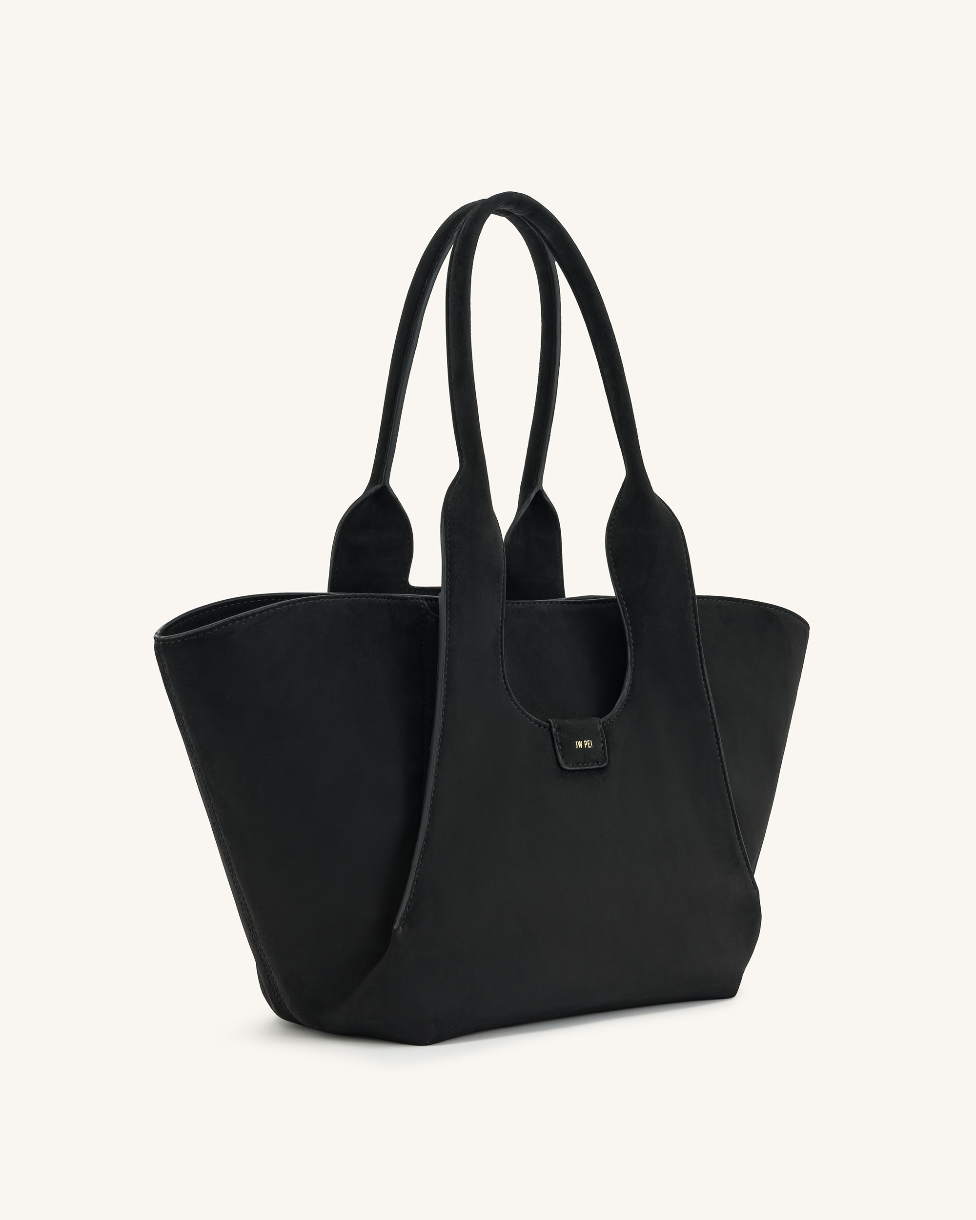 Cara Faux Suede Tote Bag - Black