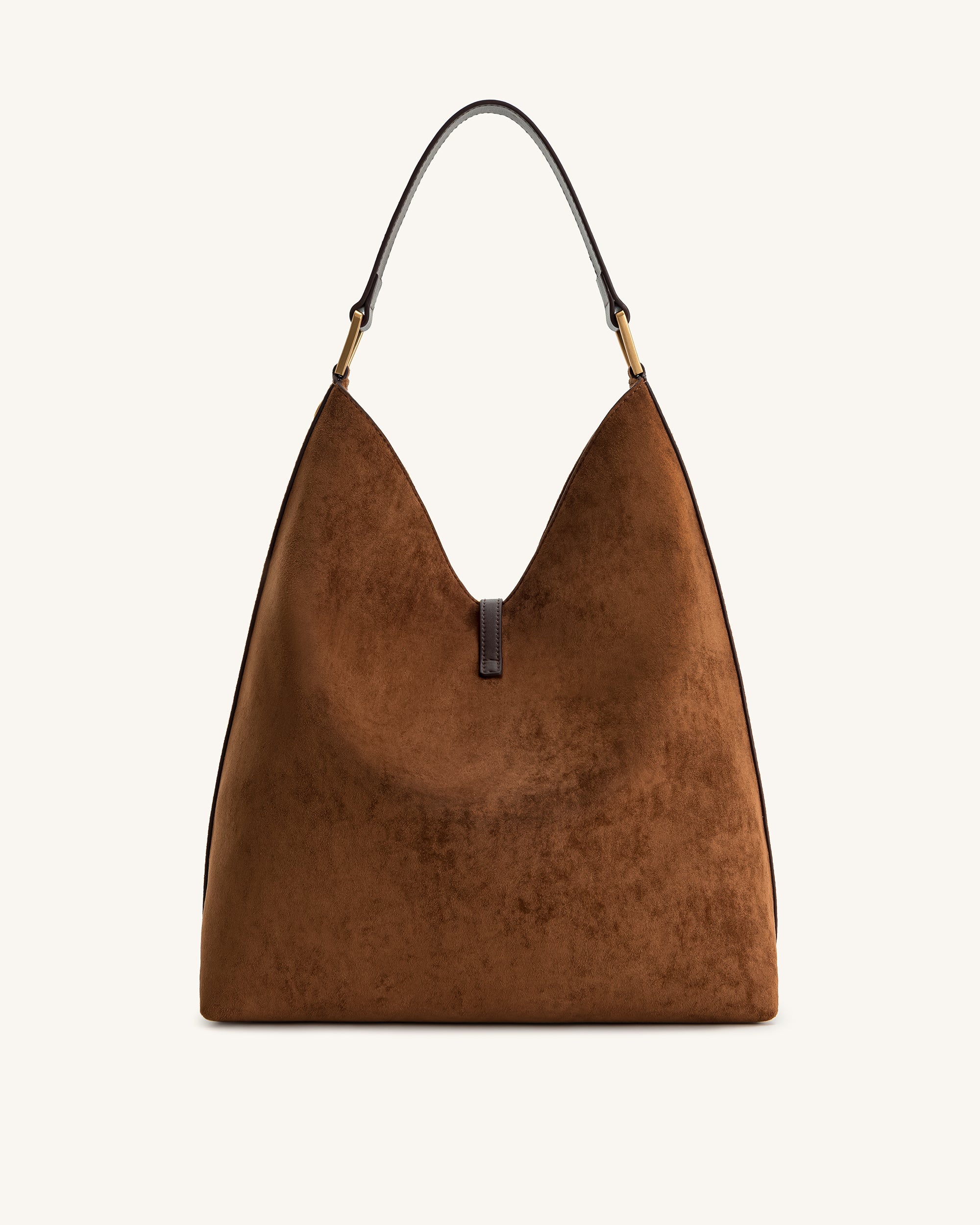 Aria Faux Suede Shoulder Bag - Brown