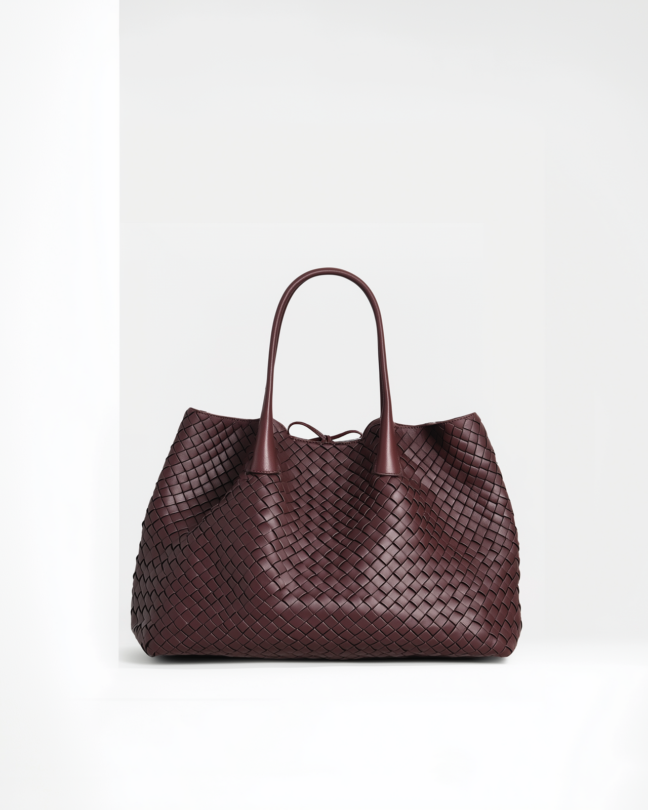 Quinn Woven Leather Tote Bag<br>Burgundy