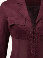 Suede Corset Jacket Mini Dress - Claret