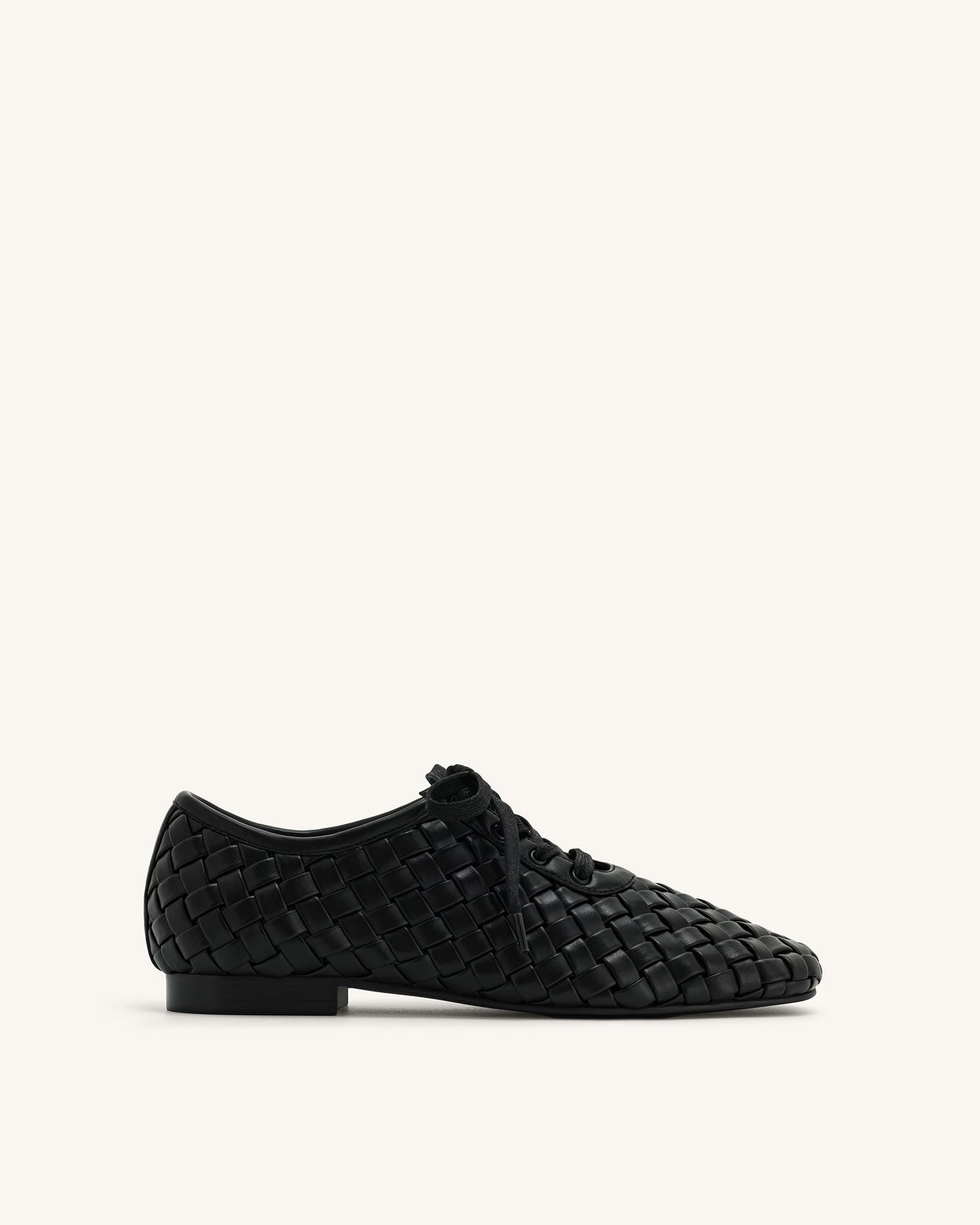 Kayla Weave Strap Flat Shoes - Black