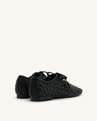 Kayla Weave Strap Flat Shoes - Black