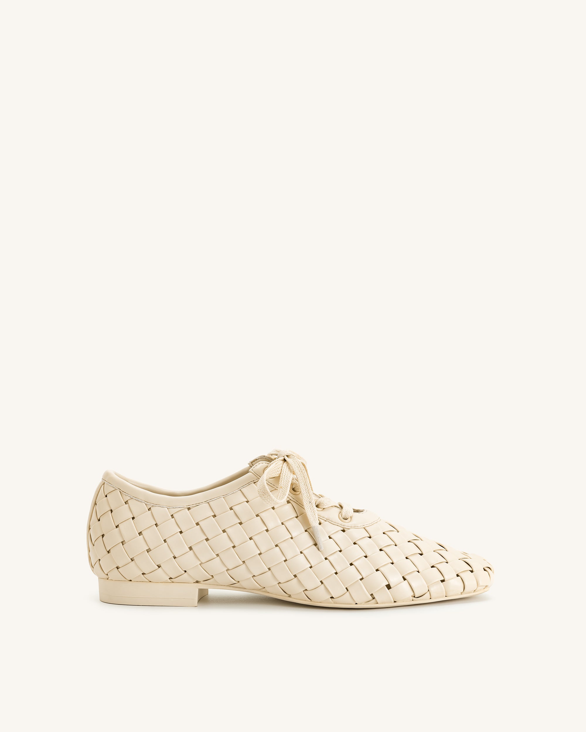 Kayla Weave Strap Flat Shoes - Beige