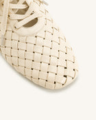 Kayla Weave Strap Flat Shoes - Beige