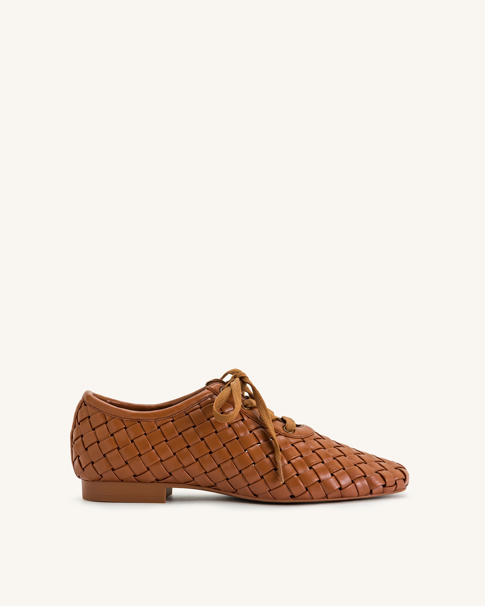 Kayla Weave Strap Flat Shoes - Brown