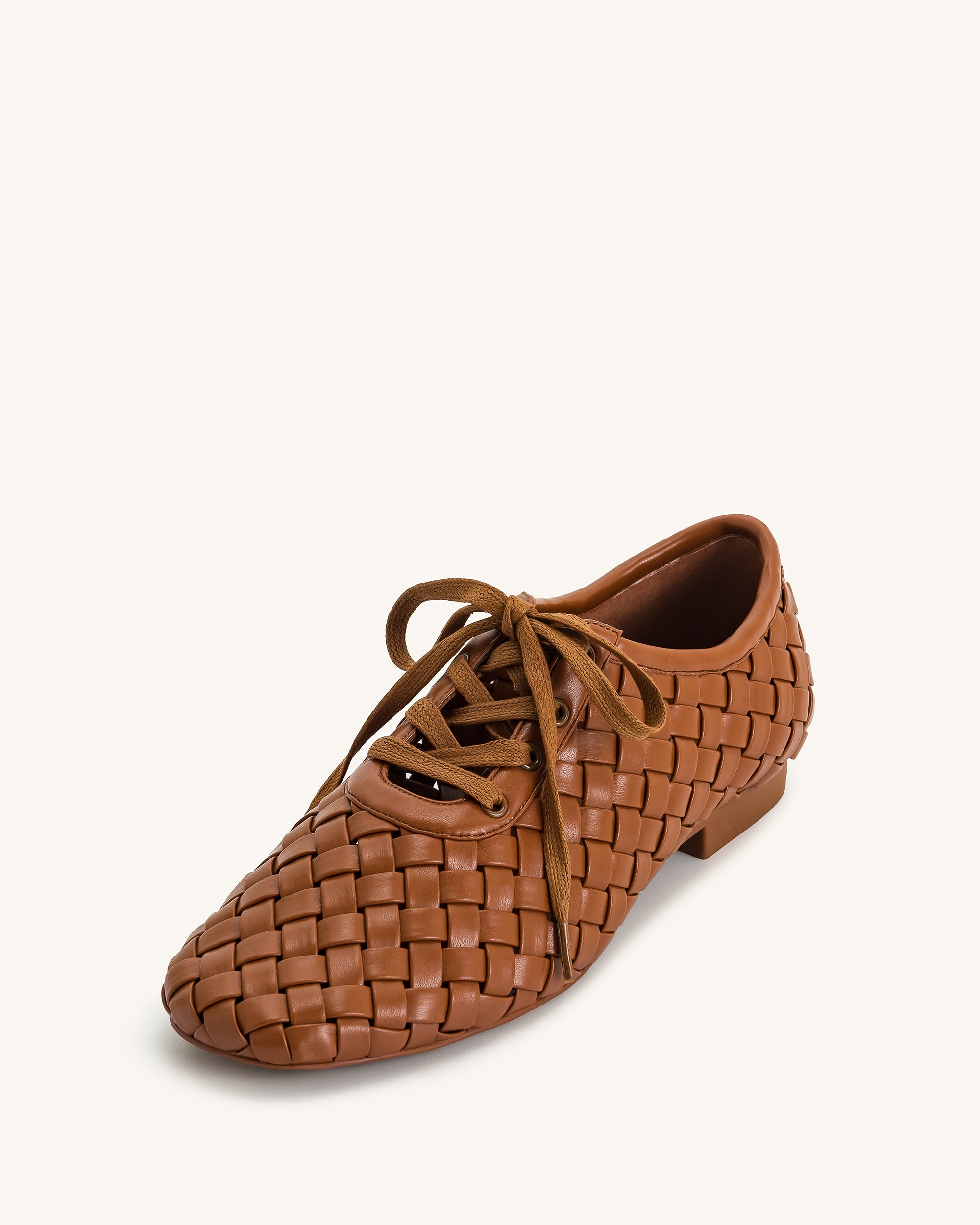 Kayla Weave Strap Flat Shoes - Brown