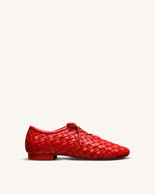 Kayla Weave Strap Flat Shoes - Red