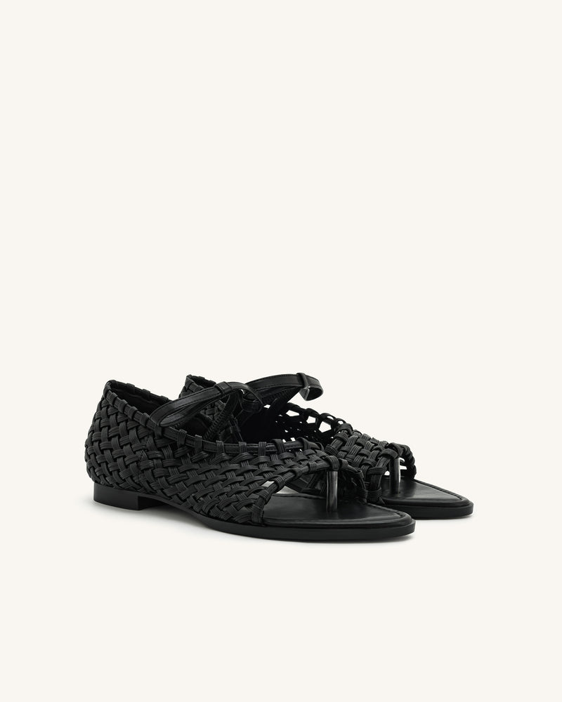 Jocelyn Weave Strap Flip-flops - Black