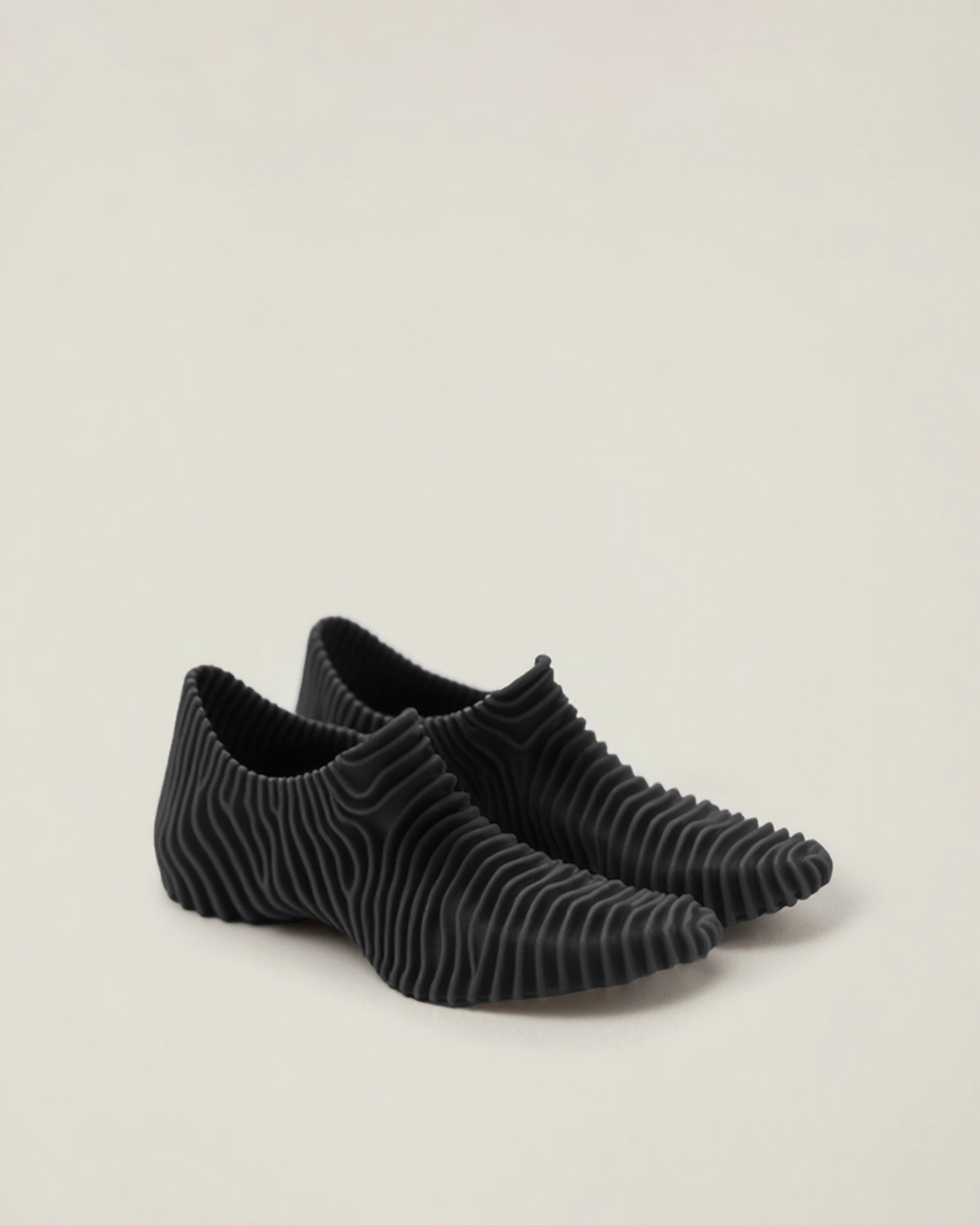 Claire Ripple Texture 3D Printed Shoes - Black