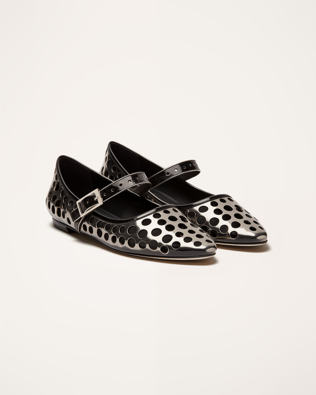 Amara Metal Cut-out Flats - Black/Silver