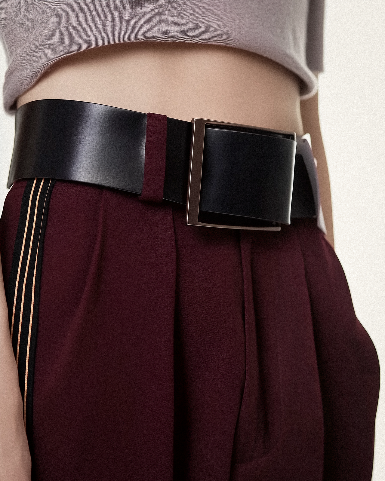 Lucy Statement Wide Vegan Leather Belt - Black