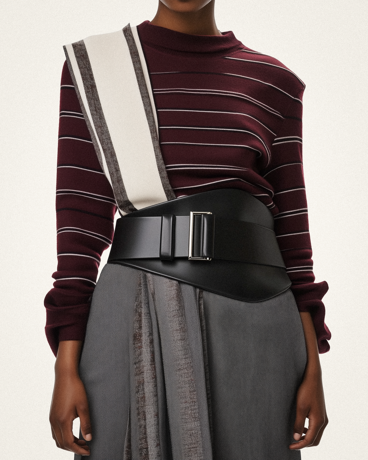 Brooklyn Asymmetrical Vegan Leather Belt - Black