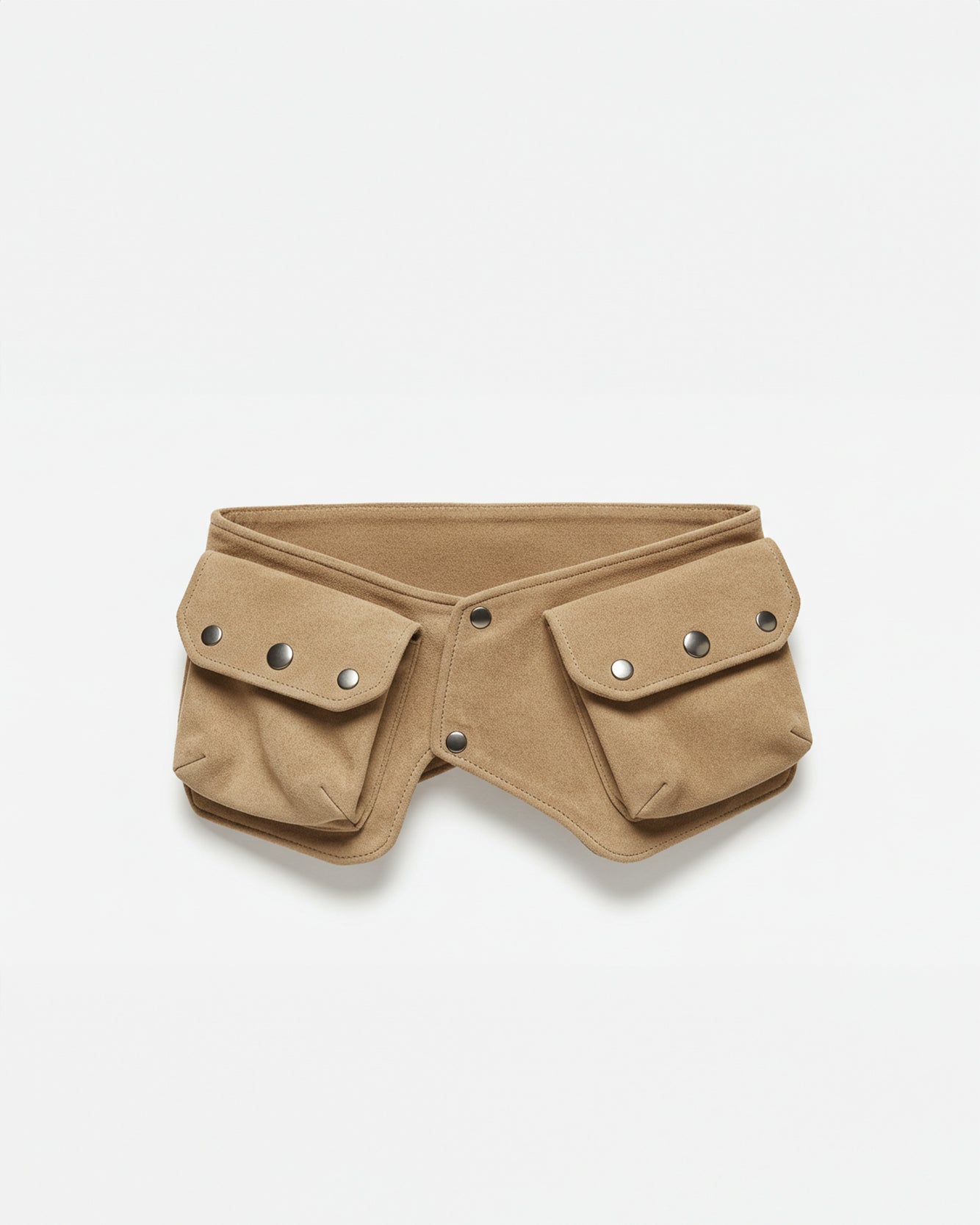 Stud Snap Pocket Belt - Beige