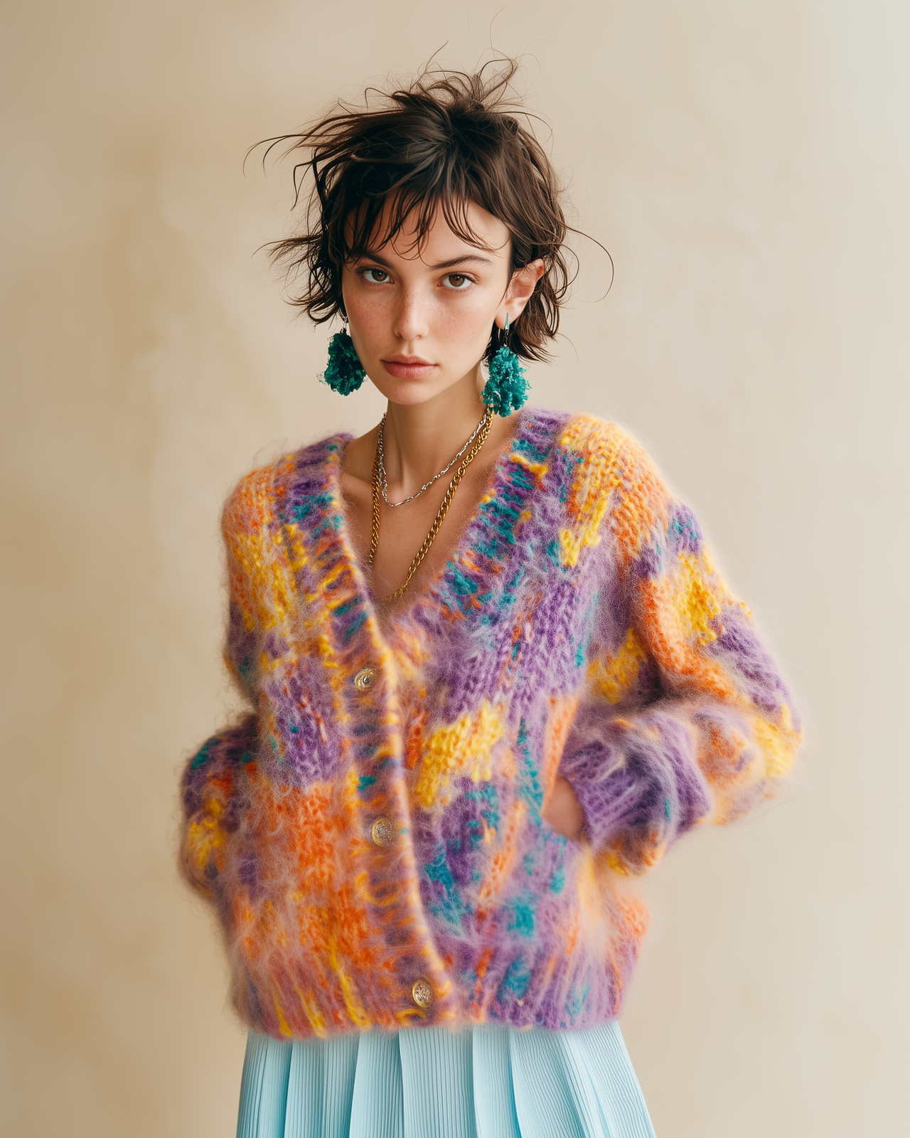 Chloe Rainbow Knit Cardigan - Multicolor