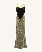 Araminta Sequined Gown with Floral Details - Gold