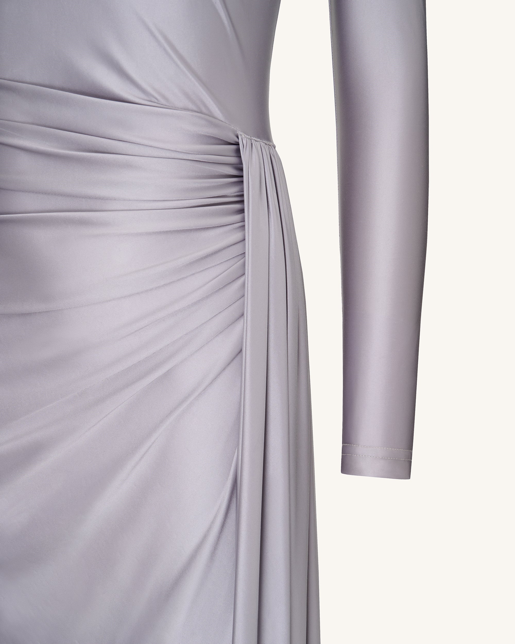 Amara Metallic Ruched Dress - Silver