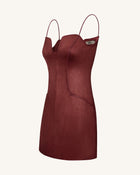 Eva Spaghetti Strap Sueded Dress - Burgundy