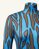 Maya Zebra Print Long Sleeve Dress - Blue