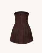 Ellie Pleated Velvet Dress - Chocolate Brown