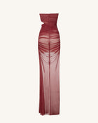 Mia Strapless Sheer Glitter Gown - Scarlet