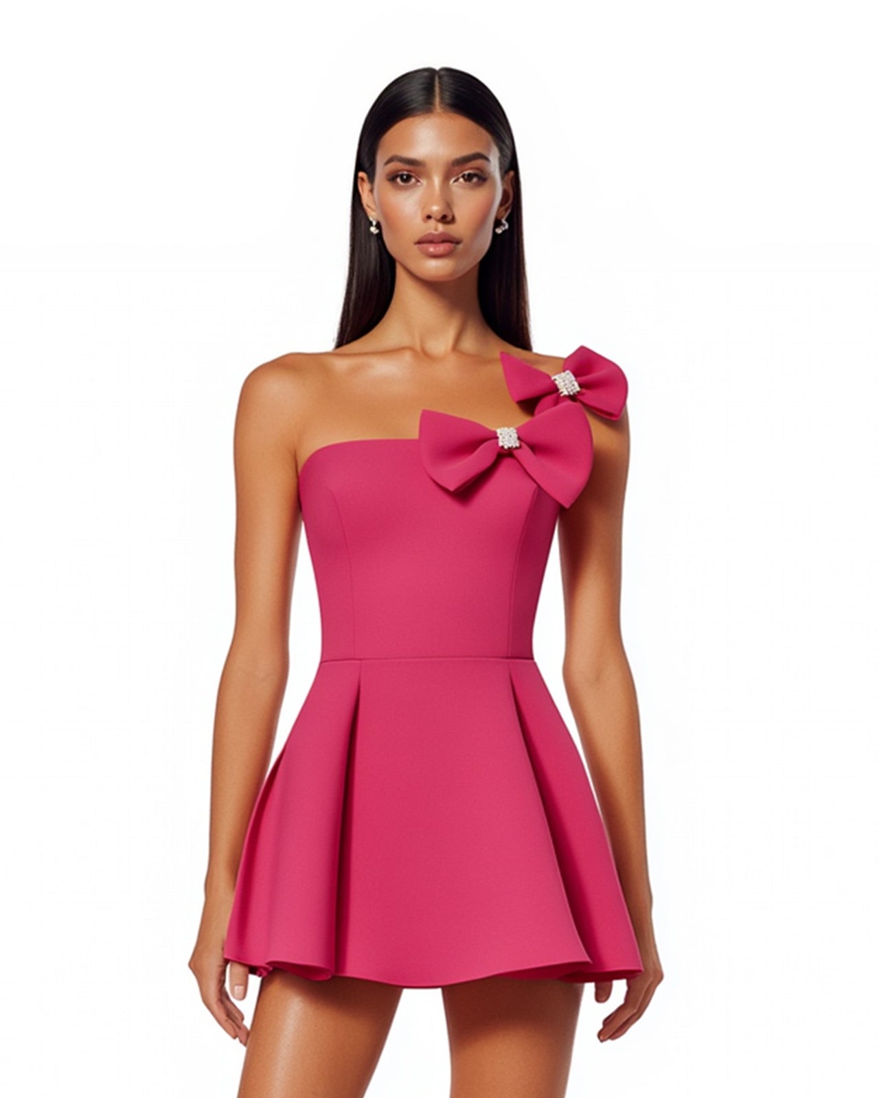 Taylor Bow Embellished Strapless Mini Dress - Pink