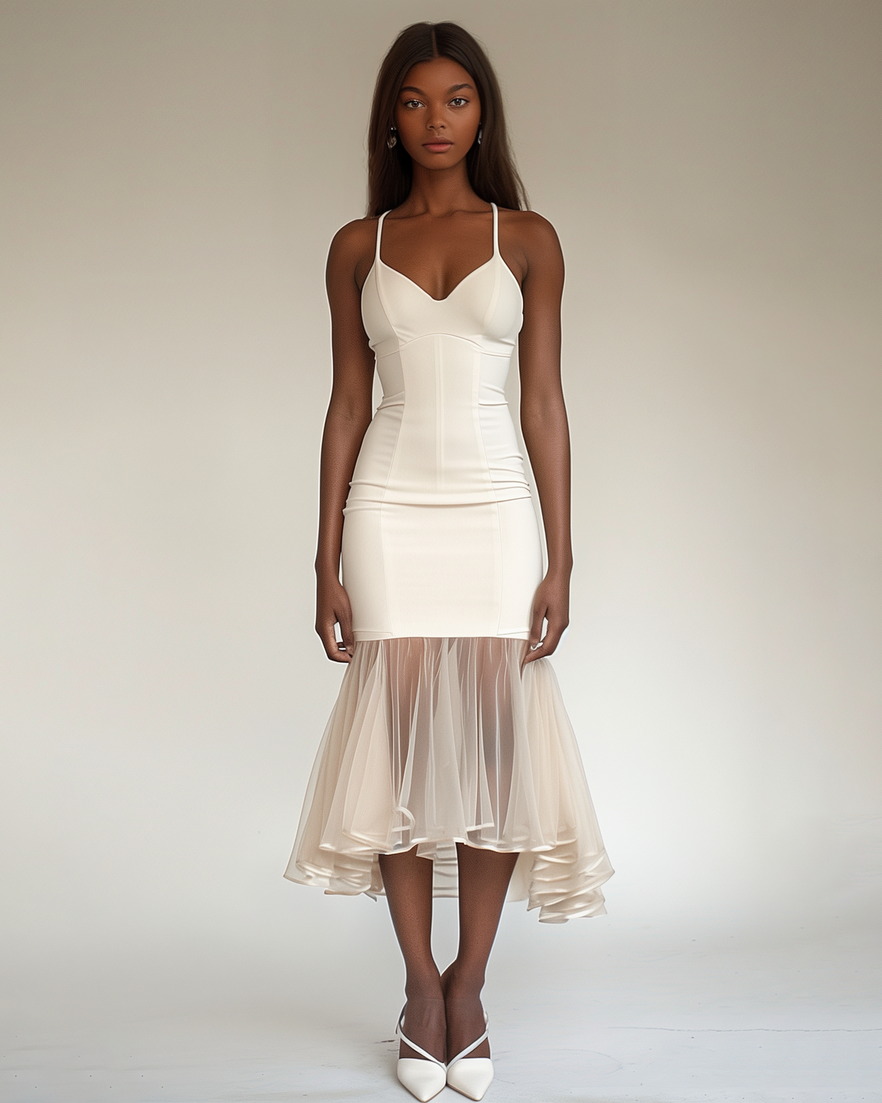 Elena Strap Corset Dress - Ivory