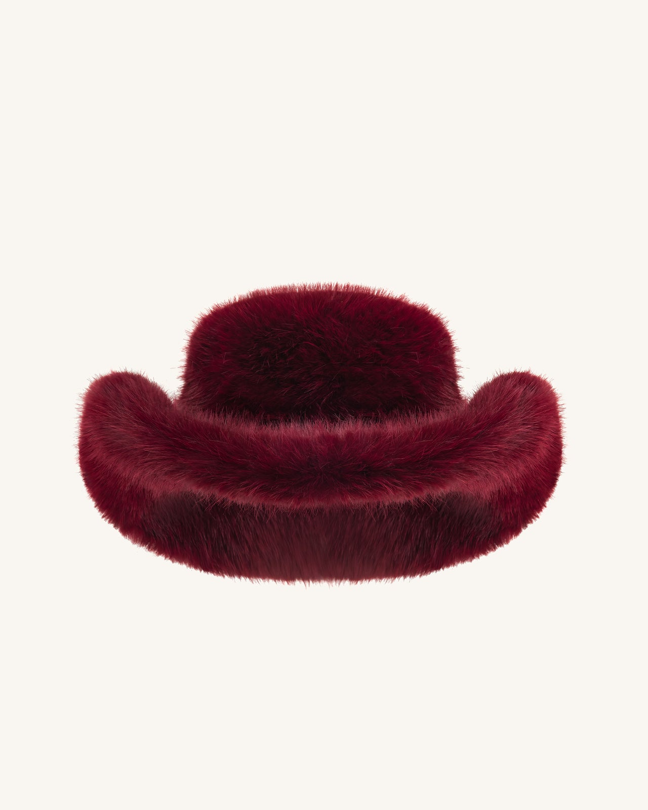 Elora Faux Fur Cowboy Hat - Burgundy