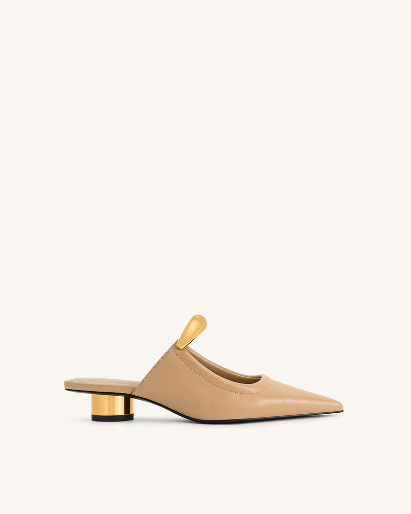 Helena  Pierced Mules - Khaki