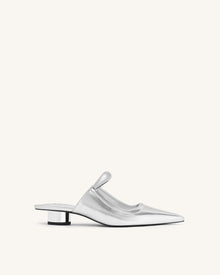 Helena  Pierced Mules - Silver